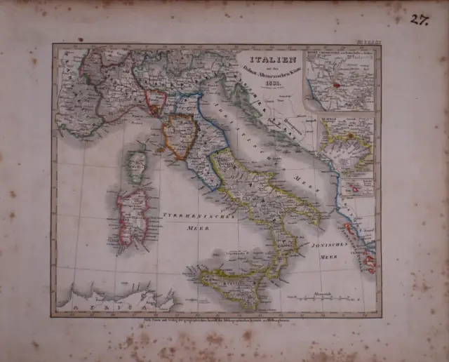 Dated 1831 Universal Atlas Map ~ ITALIEN / ITALY ~(10x12)-#1253 2