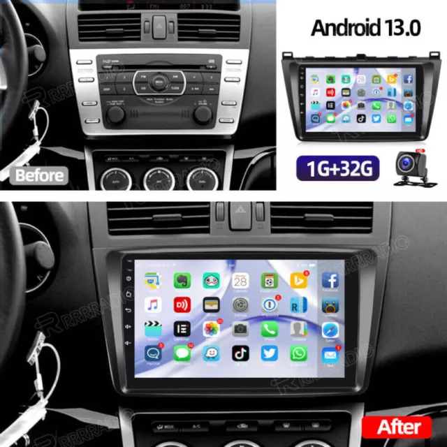 32GB Für Mazda 6 GH GG 2007-2012 9" Android 13 Autoradio GPS Navi DAB+ WiFi RDS