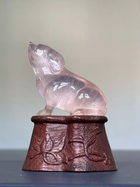 Vintage Chinese Handcarved Amethyst Puppy Dog Figurine