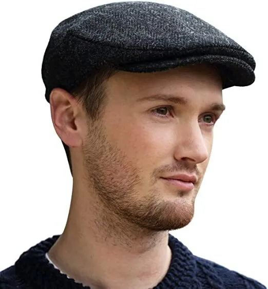 Hanna Hats Men Donegal Tweed Vintage Flat Driving Cap Made in Ireland Wool