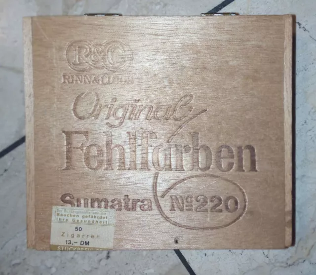 Zigarrenkiste Sumatra Original Fehlfarben Holzkiste Nr. 220 leer 50 Stück 20 Pf