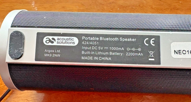 ACOUSTIC SOLUTIONS SOUND Gear Portable Bluetooth Speaker. Great ...