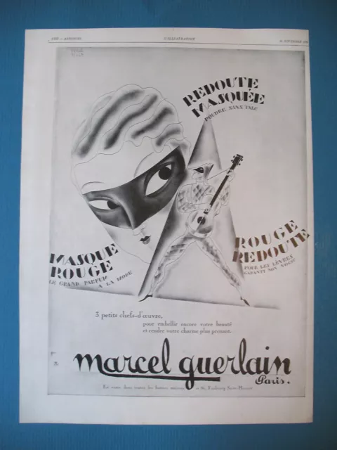 Publicite De Presse Guerlain Rouge A Levres Parfum Illustration Baille Ad 1929