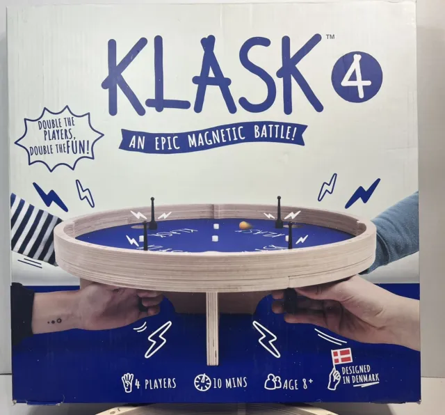 KLASK 4: 4-Player Magnetic Party Game of Skill- Half Foosball / Half Air Hockey