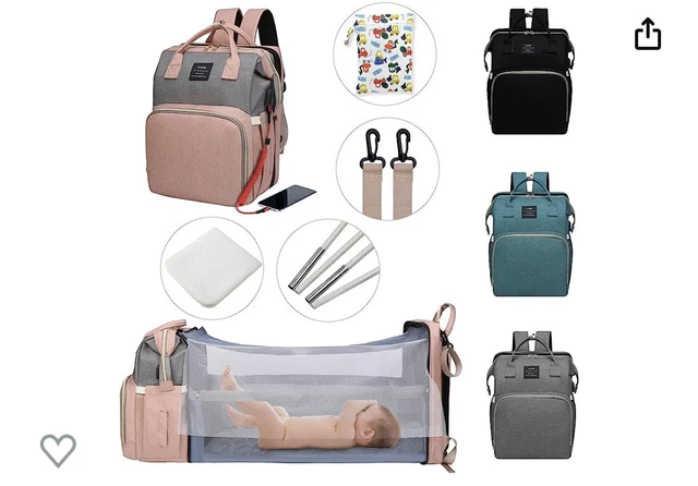 Foldbale Diaper Bag 3in1 Baby Bed Portable Bassinet Crib Backpack Travel/Sleep