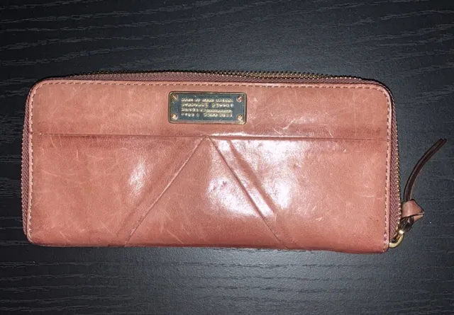 MARC By MARC JACOBS Cow Leather Tan Zip Around Long Wallet Purse Card/Coin Case