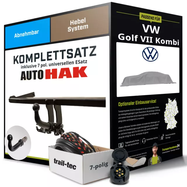 Anhängerkupplung abnehmbar für VW Golf VII Kombi +E-Satz Kit (AHK+ES)