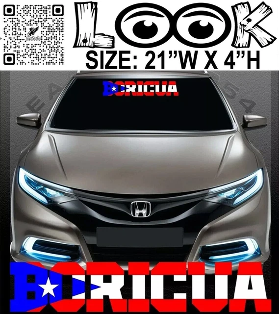 Puerto Rico Flag Boricua Sticker - PR Boricua Letras Car Decal (3.2" X 4") #48