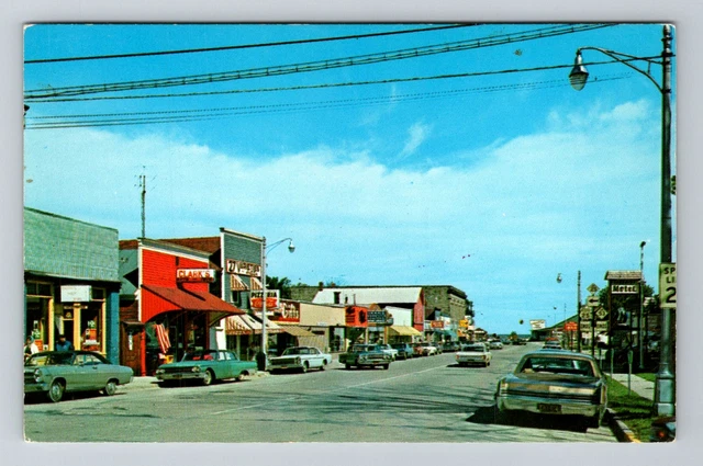 Port Austin MI-Michigan, Street Scene Business District Vintage Postcard