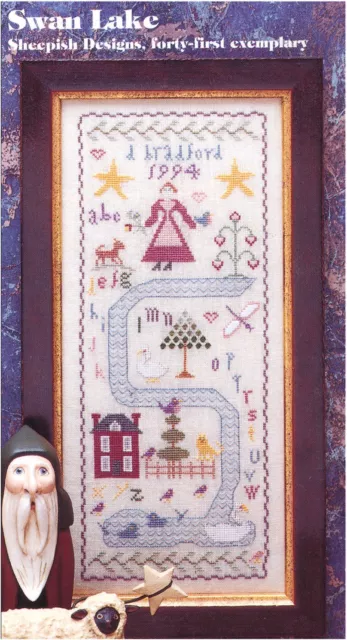 Sheepish Designs SWAN LAKE Cross StitchSS Leaflet OOP ~ sampler / red house Sheepish Designs SWAN LAKE Cross StitchSS Leaflet OOP ~ sampler / red house