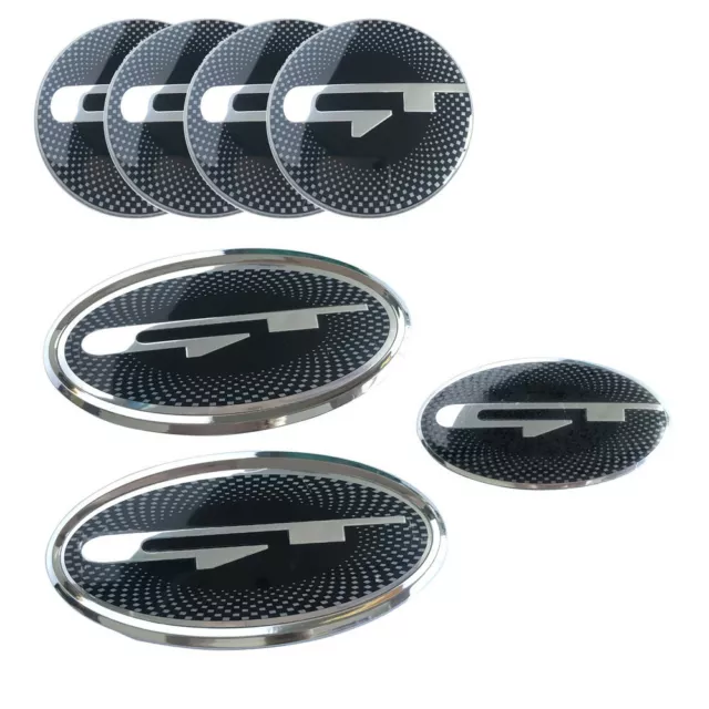 7pcs GT Emblem Front Hood Rear Trunk Badges Steering Wheel Caps for Stinger GT