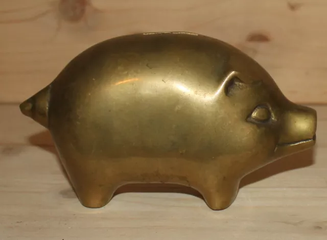 Antique hand made brass still piggy bank figurine