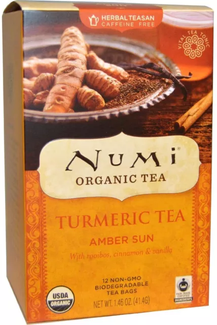 Amber Sun Turmeric Tea by Numi Organic Tea, 12 tea bag 6 pack