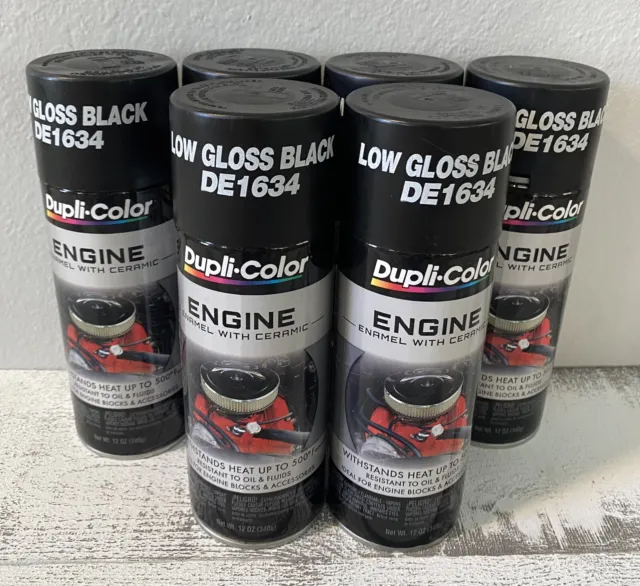 Duplicolor DE1634(6pack) Engine Enamel Paint w/ Ceramic Low Gloss BLACK