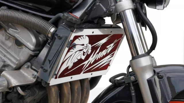 cache Grille de radiateur inox poli 600 Hornet 98>02 Frelon V1 + grillage rouge