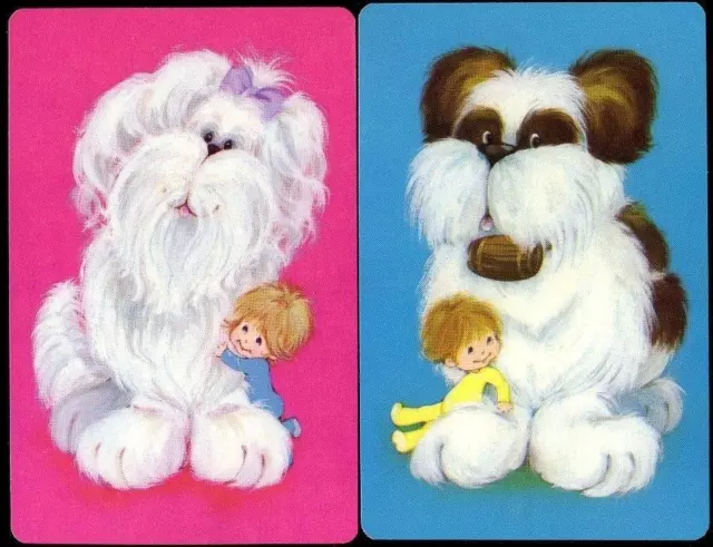 Beautiful Fluffy Dogs Swap Card Pair New Condition