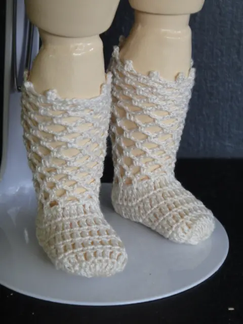 Socks Cotton for Doll 27 CM - Bleuette. to the / Of Hook Handmade Hand - Cream