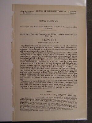 Government Report 1878 Henry Plowman 2nd Lieut Co B 2nd Reg MN Calvary Civil War