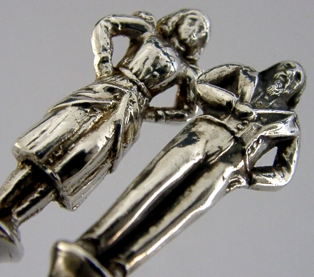 Victorian Sterling Siver Bride & Groom Wedding Serving Spoons  1895 Antique