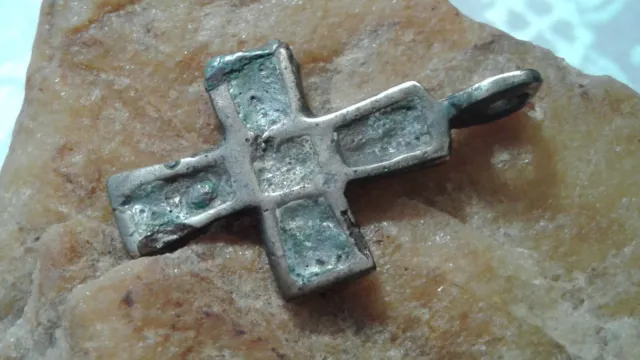 ANTIQUE LATE VIKING-AGE c.11-12th CENTURY KYIV-TYPE CROSS with ENAMEL INLAYS