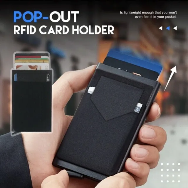 Anti Theft Rf Metal Bank Credit Card Id Holder Pop Up Out Box Wallet Smart Pocke