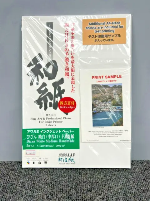 Awagami Bizan White Medium Handmade A4 (5 Sheets)