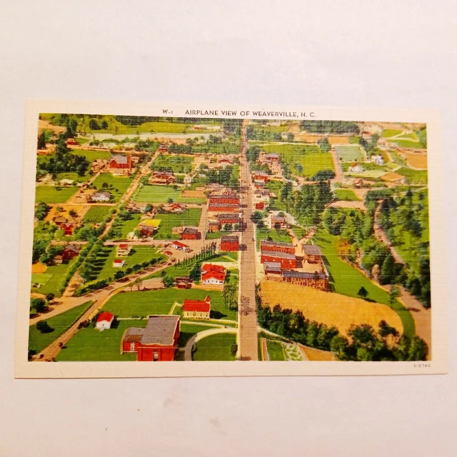 Postcard: Airplane View of Weaverville North Carolina-Linen