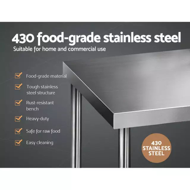 Cefito 1829 x 762mm Commercial Stainless Steel Kitchen Bench 3