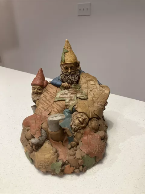 Tom Clark Gnome dwarf elf Figurine sculpture SIGNED Cairn Autumn Leaves Map USA