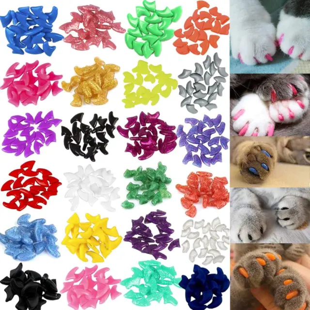 VICTHY 140pcs Cat Nail Caps, Colorful Pet Cat Soft Claws Nail Covers for Cat and