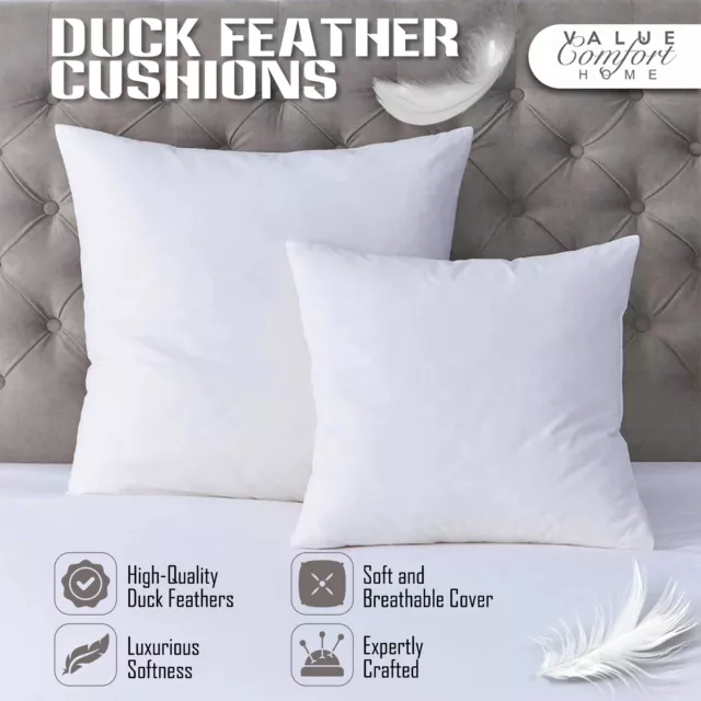 Pack Of Four Luxury 100% Square Duck Feather Cushion Pads Fillers Inserts Inners