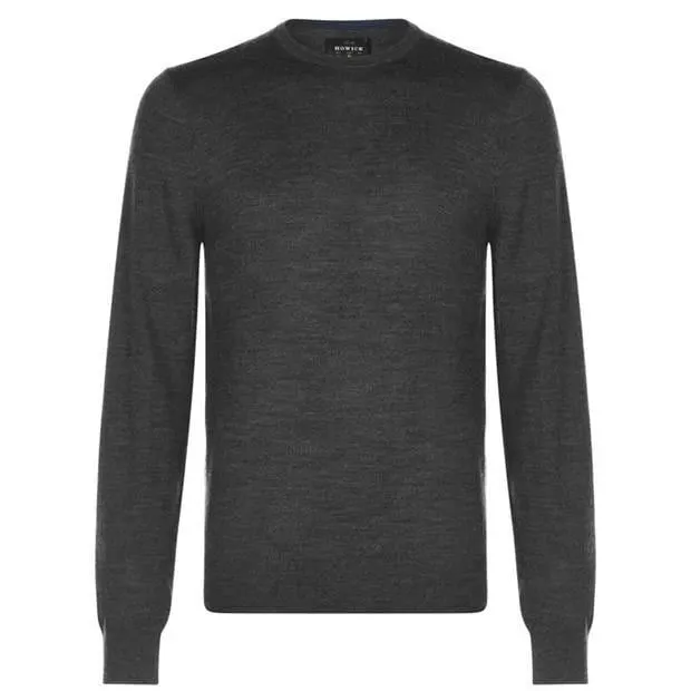 Men's Jumper Howick Merino Crewneck Pullover Knitwear Sweatshirt in Grey