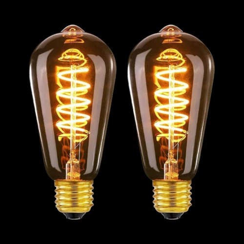 MLOQI 2er-Pack Vintage Edison LED Glühbirnen 4W 2300K E27 Eichhörnchenkäfig 2