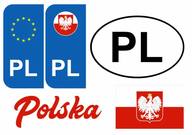Polen Aufkleber Auslandskennzeichen - Nummernschild - 5 Stück Sticker KN
