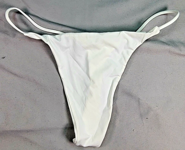 SHINY SECOND SKIN SATIN WHITE STRING Bikini THONG Panties SZ-XL NWOT ...