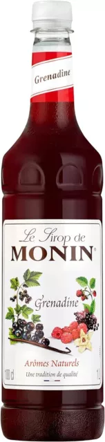 MONIN Premium Grenadine Syrup 1L for Cocktails and Mocktails. Vegan-Friendly,