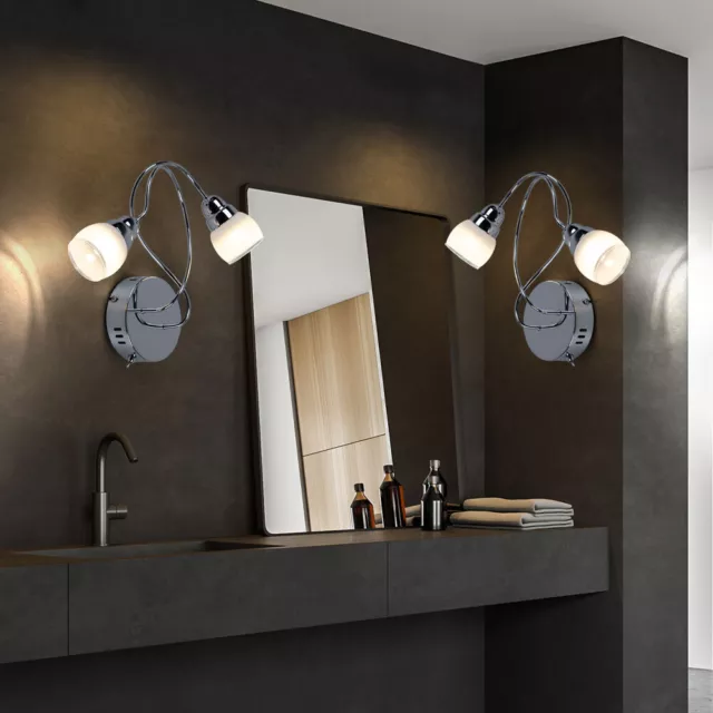 2x Applique Murale Éclairage Miroir Salle de Bain Chrome Verre