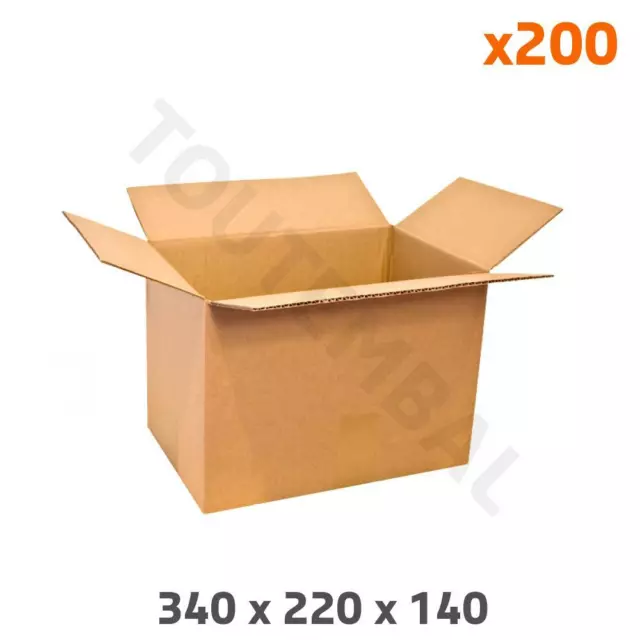 Caisse carton plate en simple cannelure 340 x 220 x 140 mm (par 200)