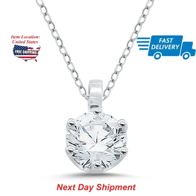 1.50 Ct Round Cut CZ Wedding Solitaire Pendant Necklace For Gift In 925 Silver