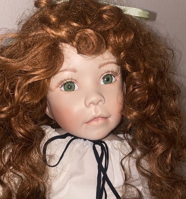 30 INCH RED HEAD PORCELAIN DOLL BY LINDA MASON Amazing Eyelashes & Hair
