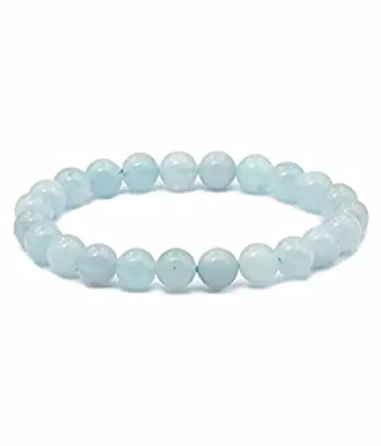 Natural Aquamarine Bracelet Round Beads Crystal Stone Reiki Healing Bracelet