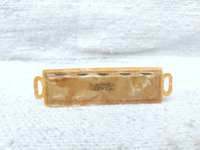 1930s Vintage Harmonica Musical Instrument Celluloïd Jouet Japon 4 " Bon Son