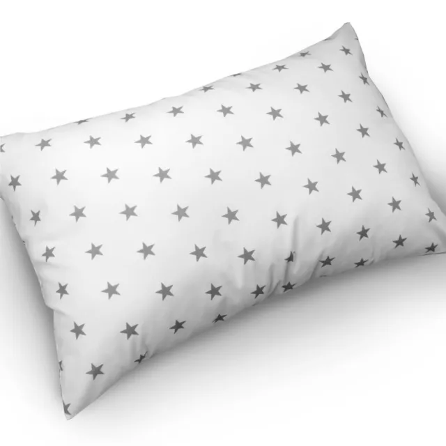 Funda Almohada Bebé Con Cremallera 60x40cm Algodón ANTIALÉRGICO Pequeñas Estrellas Grises