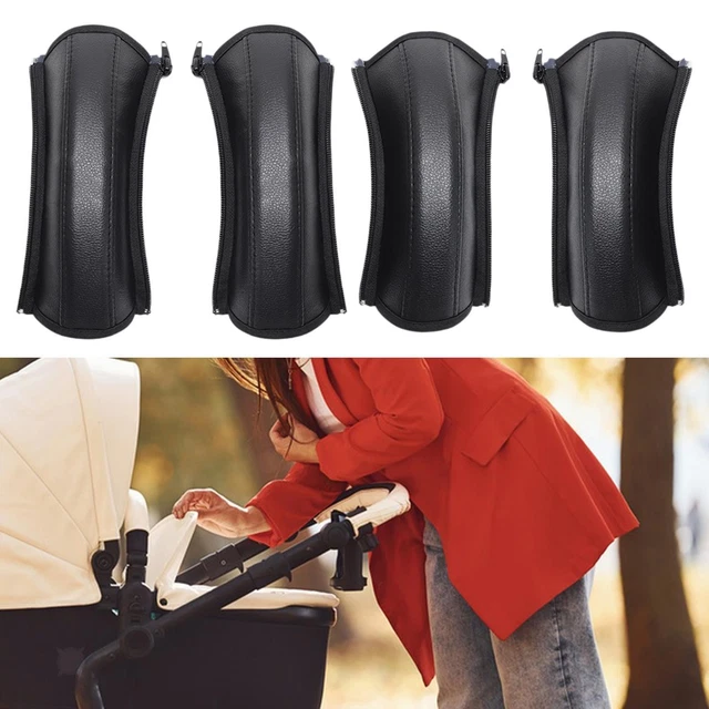Housse De Barre De Poussette En Cuir PU Noir, Housse De Guidon De Poussette Bébé, Housse D'accoudoir De Poussette, Housse De Protection D'accoudoir