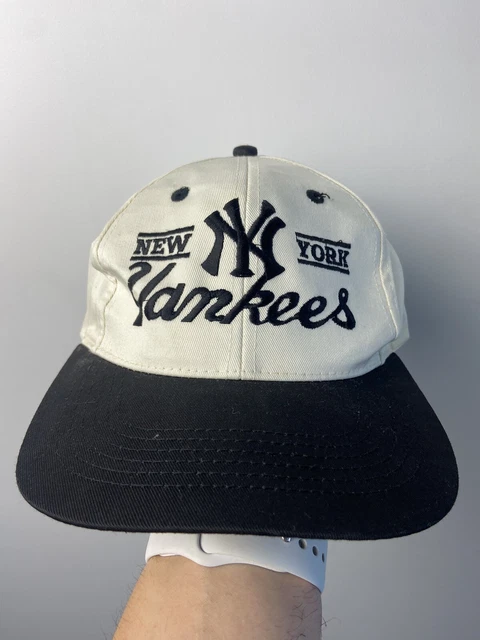 New York Yankees Cream/Black Snapback Baseball Cap Hat OSFM Vintage