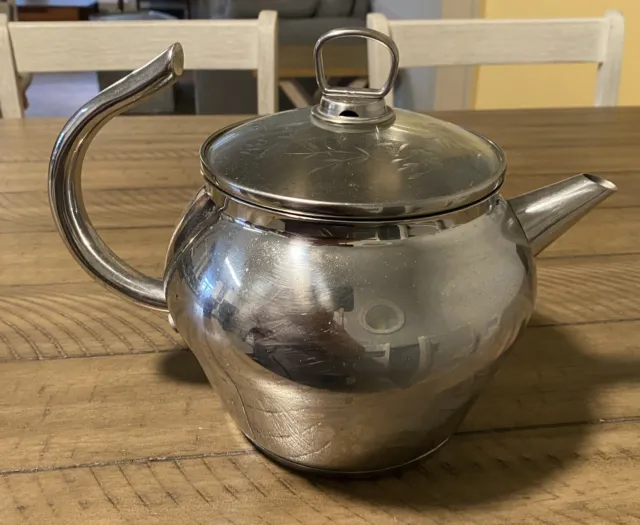 Princess House Cookware Heritage 2 Qt Whistling Tea Kettle Stainless Glass Lid