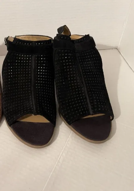 Franco Sarto Sz 8.5 Harlet 2 Black Leather Open Toe Sandal Womens Shoes