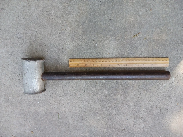 Vintage Lead Head Mallet Hammer 16" Steel Handle