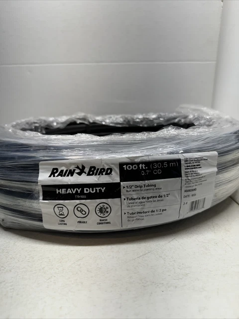 RAIN BIRD DRIP Irrigation Tubing Coil Watering 1/2 Inch x 100ft Heavy ...