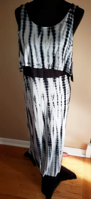 KENSIE Gray Tie Dye Print Maxi Tank Beach Dress Size Large NEW NWT Vacation Wear 2